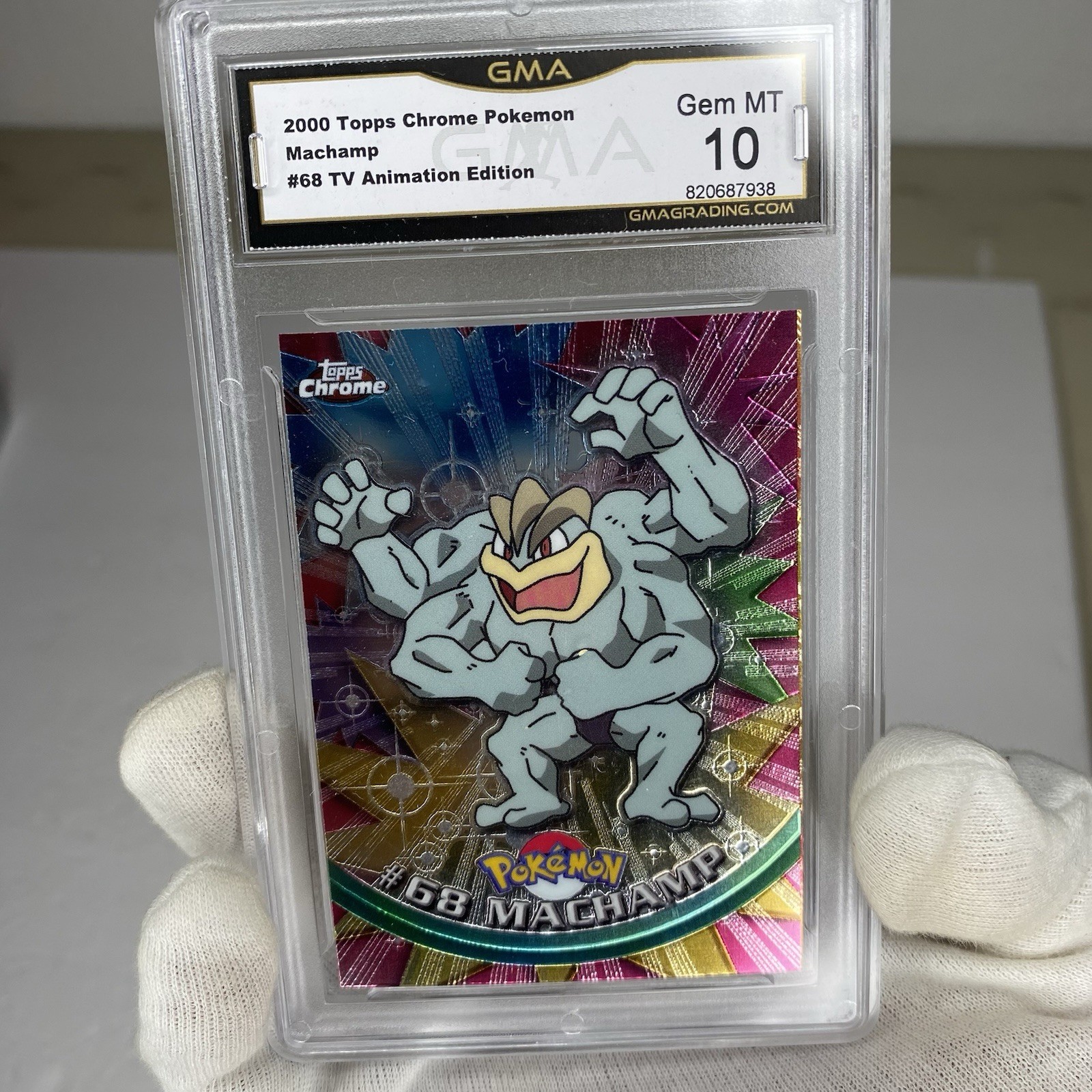 Machamp 2000 Topps Chrome Pokemon #68 TV Animation Edition GMA GEM MT 10