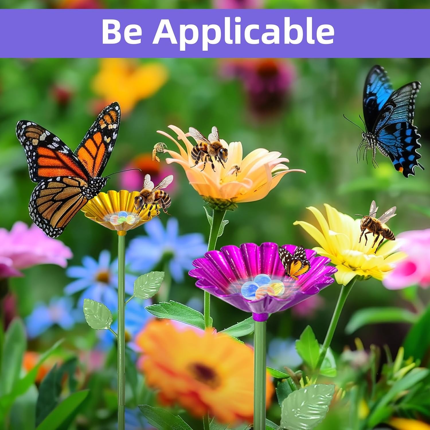 4 pcs Butterfly Feeders Bowl Bee Watering Station Metal Red、Blue、Green、Yellow 