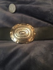 NOCONA BROWN LEATHER WOMEN'S BELT Floral GOLD CONCHO s BUCKLE 32 Vintage