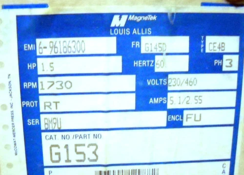 MAGNETEK EXPLOSION PROOF MOTOR 1.5-HP 1.5HP 6-961863-41 BM09U TYPE CE4B   - Image 2 of 4