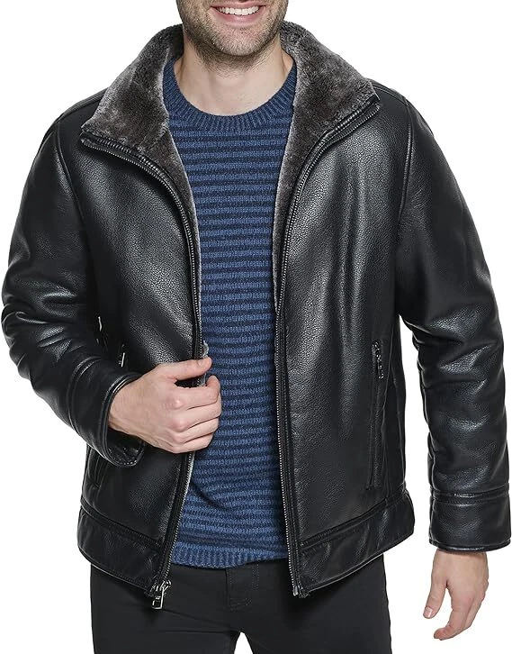 Men Genuine Black Winter Jacket Racer Motorcycle Stylish Casual Lambskin Jacket