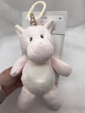 Kelly Baby Girls Pink Unicorn 10" Plush Rattle Clip On Lovey Toy Kellybaby Pram