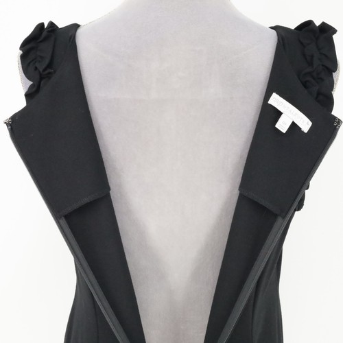 Talbots RSVP Dress Petites 12P Black Stretch Knit Sheath Zip Ruffles Sleeveless - Picture 13 of 14
