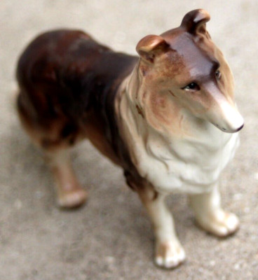 Brown Rough Collie Figure Hand Painted Relco Creation Japan 5-3/4'' EUC