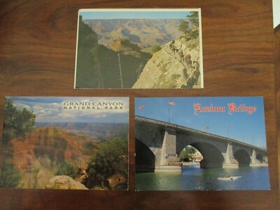 3 Postkarten London Bridge, Lake Havasu, Bright Angel Trail, Grand Canyon Arizona