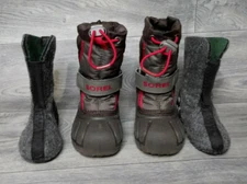 Sorel Snow Boots Size 4 kids 22.5 EU removable wool lining super warm 8" tall