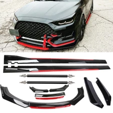 Gloss Black Strut Rod Front Bumper Lip Spoiler Splitter  For Hyundai Veloster