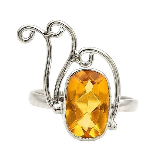 925 Sterling Silver Vintage Ring Gold Plated Coiled Carved Lily Sz