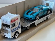 Car Tow Truck Transporter + Sport Car Blue Model Diecast Toy 1:64-1:87 Scale