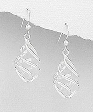 1.38"  Solid Sterling Silver Gorgeous Twist Hook Dangle Earrings 2.8g 