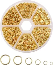 1600Pcs Open Jump Rings Gold Jump Rings Set Gold Plated Jump Rings for Jewelry