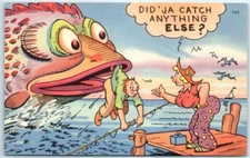 Postcard - Fishing Art Print - Did Ja Catch Anything Else?