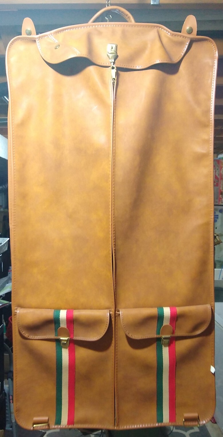 Vintage RARE MONARCH Luggage Leather Garment Bag Suit… Gem