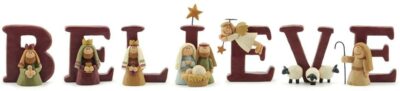 B-E-L-I-E-V-E Nativity Resin Christmas Decoration Set of 7 Letters, 1.75 inches