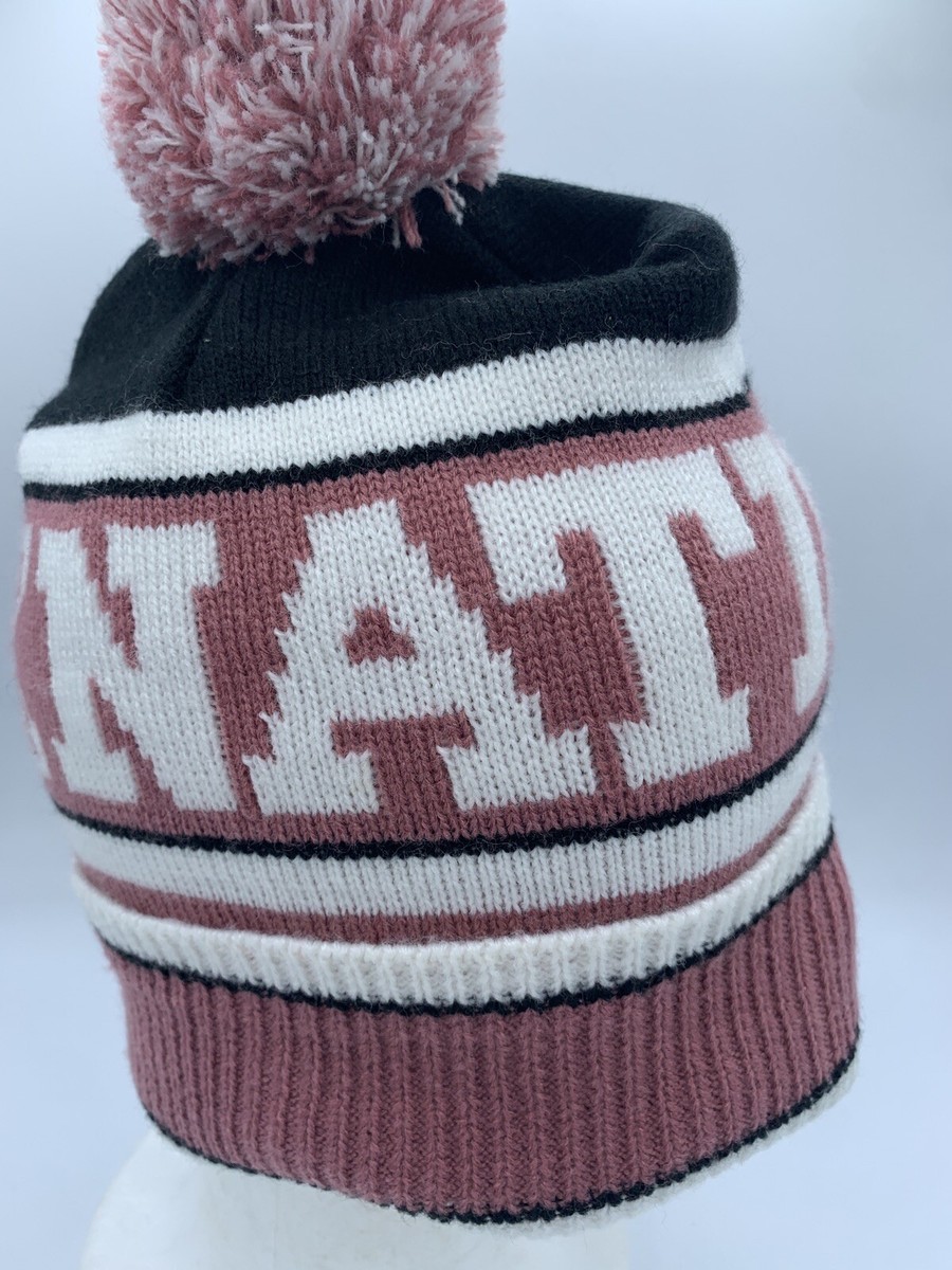VICTORIAS SECRET PINK Nation Knit Pink Black Pom Pom Ski Cap  display picture 2