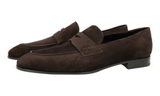 PRADA Suede Penny Loafer Dress Suit Shoes - 2DB185 Brown - NEW
