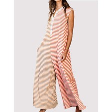 Striped Round Neck Sleeveless Jumpsuit
