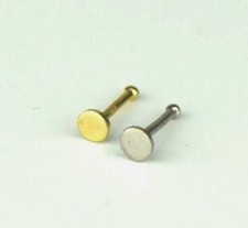 14k Yellow or White Gold Round Flat Ball Nose Piercing Stud
