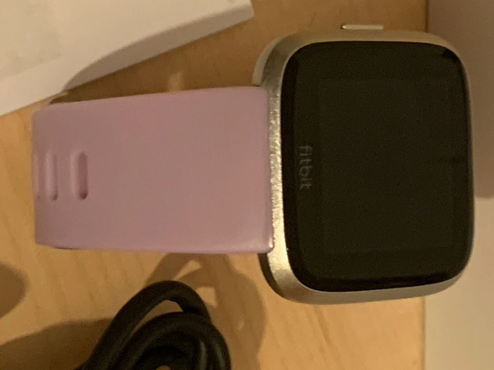 FitBit Versa Lite Aluminium Case Silver - Purple Silicone Strap w/ Charging Cabl - Image 3 of 4