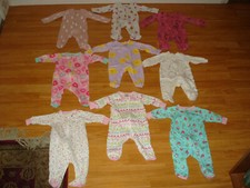 Pre-owned Lot of Carter's / Gerber Footie Pajamas 9pcs. Cute 3x Thermals 0-3M