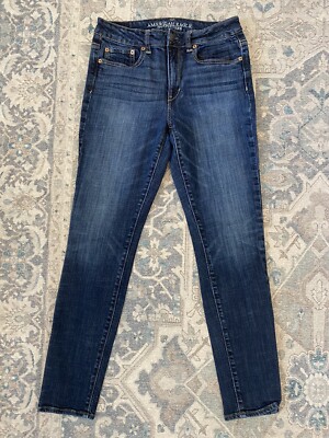 American Eagle Women s Size 6 Reg Hi-Rise Skinny Dark Wash  Denim Jeans