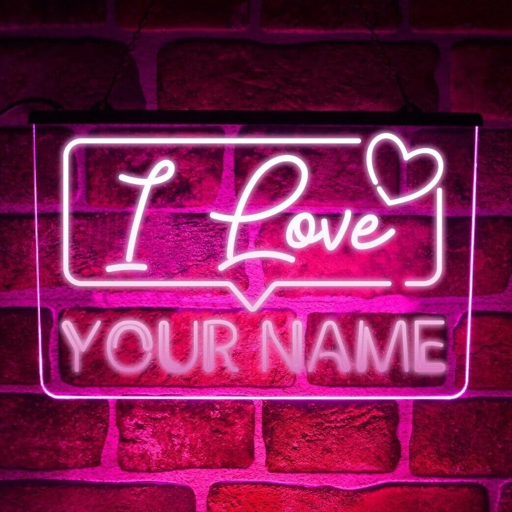 Personalised I Love You LED Neon Light Sign Custom Name Bedroom
