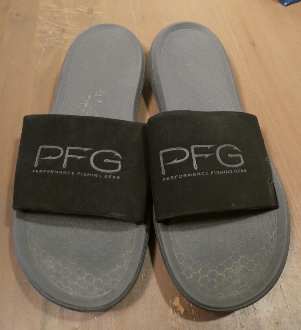 Columbia PFG Mens Sandals Slides Yacht Rocker Black \u0026 Gray Flip Flops 12 M  D | eBay