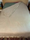 Vintage Thermal Blanket Waffle Weave Beige/Tan Satin Trim 81”x92” — photo 3