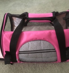 Pet Carrier, Paws u0026 Pals, Bright Pink, Zippered Openings Three 