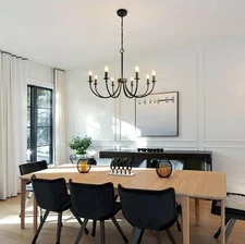Modern Dining Room Hanging Pendant Light，Industrial Candle Chandelier