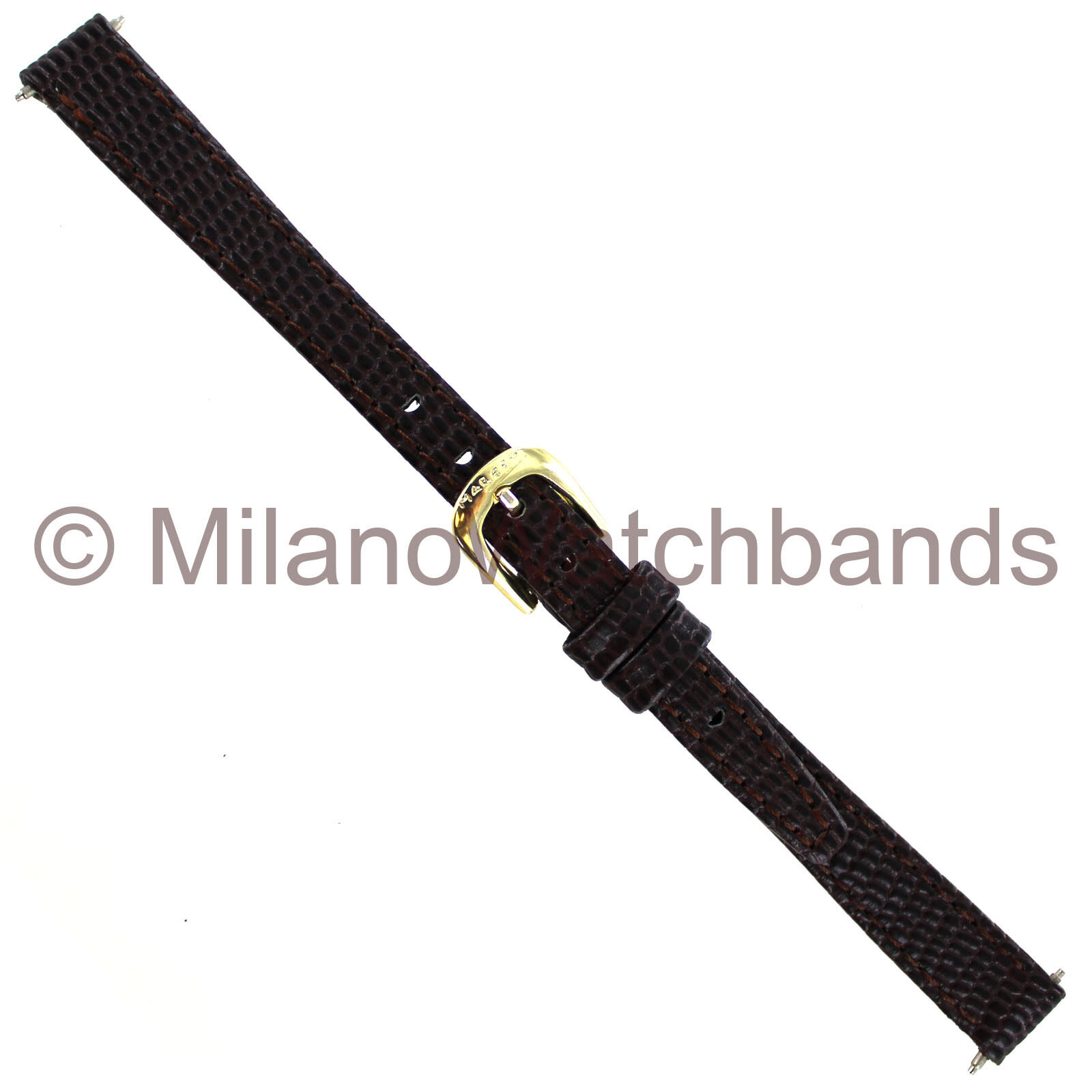 10mm Marcco Brown Lizard Grain Genuine Leather Watchband Ladies Regular