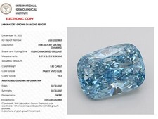 1.82 CT Cushion Modified Lab Grown Diamond For Ring IGI Fancy Vivid Blue VS 2