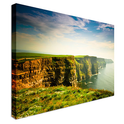 Cliffs Of Moher unter bewölktem Himmel, Irland Leinwand Wandbild Bild Druck