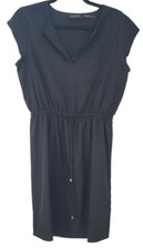 Ivanka Trump Dress Womens Size 2 Little Black Tie Waist Mid Length Drop Waist