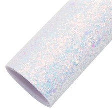 Super Chunky chameleon glitter FAUX LEATHER SHEET 8 x 12" 1053655 white mix size