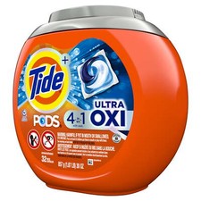 Tide PODS  Ultra OXI Liquid Laundry Detergent Pacs, 32 Count