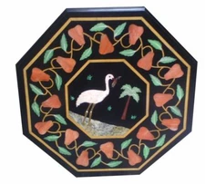 24" Semi Precious Stone Handmade Inlay Art Work Marble Coffee Center Table Top 