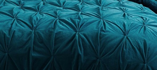 Pottery Barn Teen Velvet Pintuck Girls Quilt Comforter Deep Teal Blue TWIN New - Picture 2 of 2