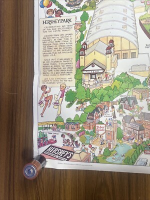 Vintage 1987 80th Year Hershey Park Map Poster Pennsylvania