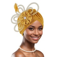 African Women Hijab Auto Gele Headtie Nigerian Aso Oke Caps Hats Islamic Beanie