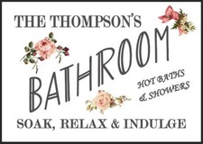 Bathroom Sign Personalised Metal Sign Home Wall Plaque Bath Washroom Retro