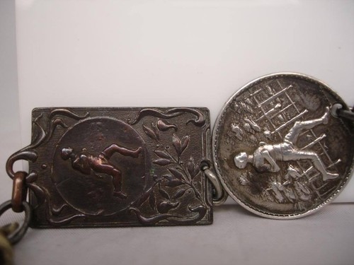 Leontina / chatelaine reloj bolsillo. Metal y plata. Tres medallas. 1º Siglo XX - Imagen 2 de 5