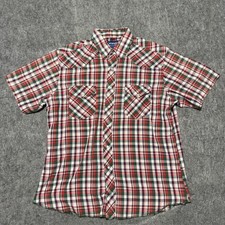 Vintage 90s Y2K Wrangler Pearl Snap Shirt Size L/XL Plaid Sawtooth Western