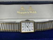 mappin & webb quartz date stainless steel swiss made wristwatch with box
