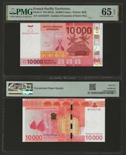 FRENCH PACIFIC TERRITORIES 10000 Francs 2014 (2019), P-8 (2), PMG 65 EPQ Gem UNC