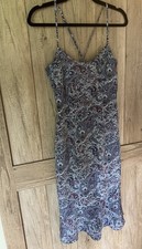 Abito midi vintage Express Paisley floreale blu/viola con volant 5/6 anni 90 Y2K Boho