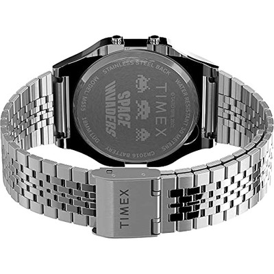 Timex T80 x Space Invaders 34mm Watch Silver Stainless Steel 