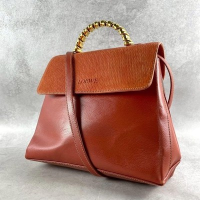 LOEWE Velázquez Shoulder Bag 2WAY Crossbody Leather Gold Used Authentic From JPN