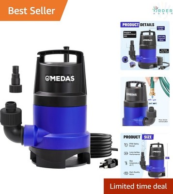 1HP Submersible Water Pump 3434 GPH High Flow Capacity for Pool Basement