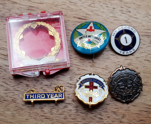 Vintage Cross and Crown Church of God Sunday School Pin -3 Year + More